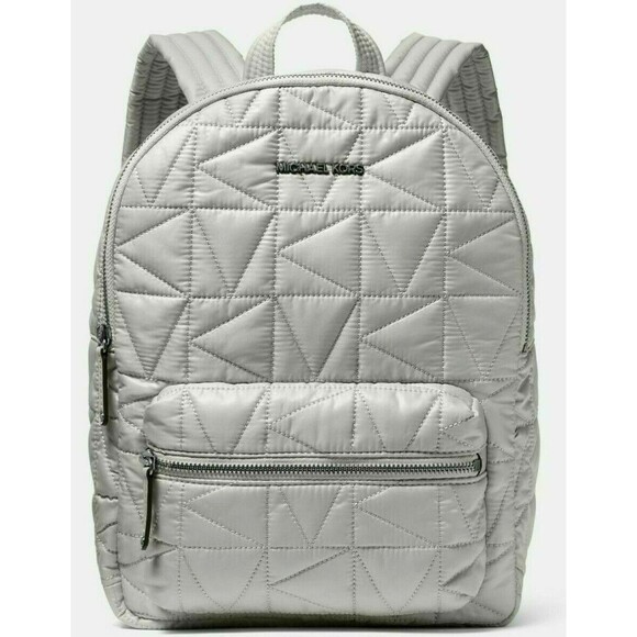 New Michael Kors Winnie Medium Backpack Quilted Nylon Pearl Grey - Picture 1 of 4